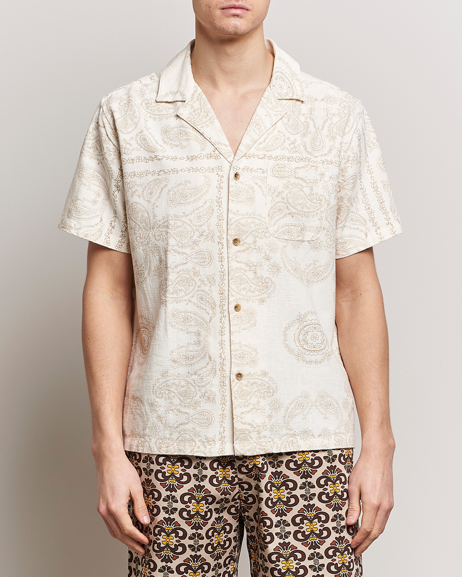 Herr | Kläder | LES DEUX | Lesley Paisley Short Sleeve Shirt Light Ivory