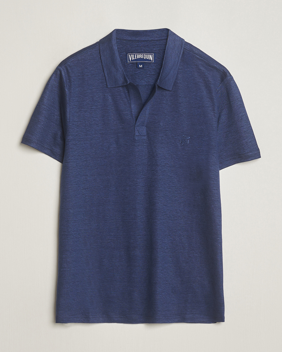 Herr | Pikéer | Vilebrequin | Pyramid Linen Jersey Polo Bleu Marine
