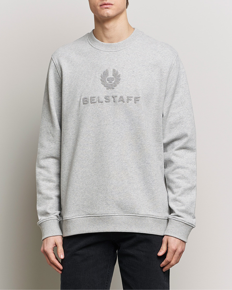 Herr | Grå Sweatshirts | Belstaff | Varsity Logo Sweatshirt Old Silver Heather