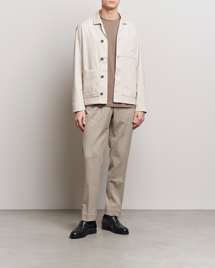 J.Lindeberg Errol Linen/Cotton Workwear Overshirt Moonbeam