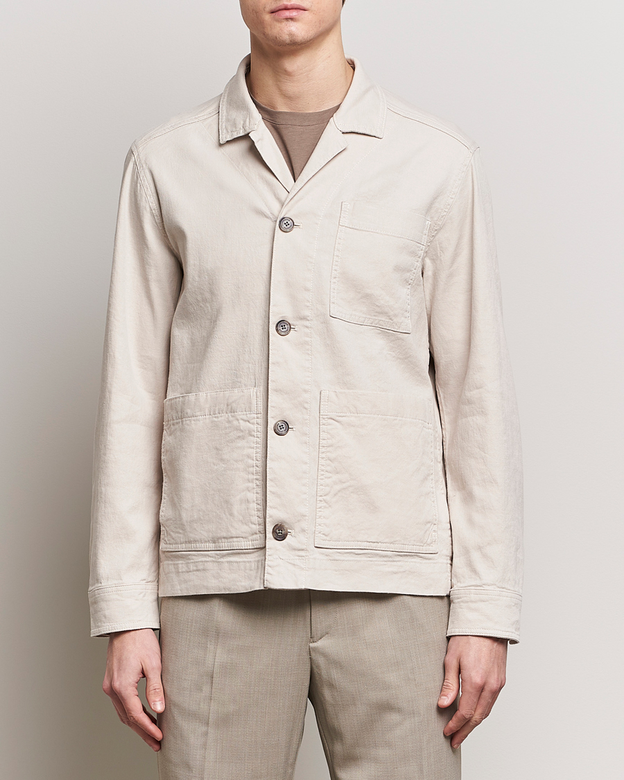 Herr | Business & Beyond | J.Lindeberg | Errol Linen/Cotton Workwear Overshirt Moonbeam