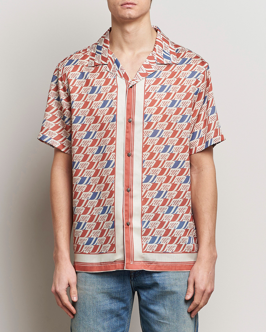 Herr | Kortärmade skjortor | J.Lindeberg | Elio Tencel Moto Print Short Sleeve Shirt Multi