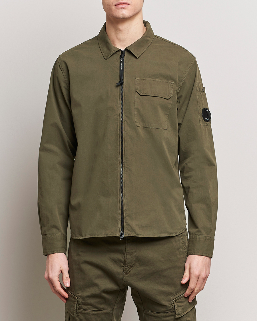 Herr | Vårjackor herr | C.P. Company | Garment Dyed Gabardine Zip Shirt Jacket Army