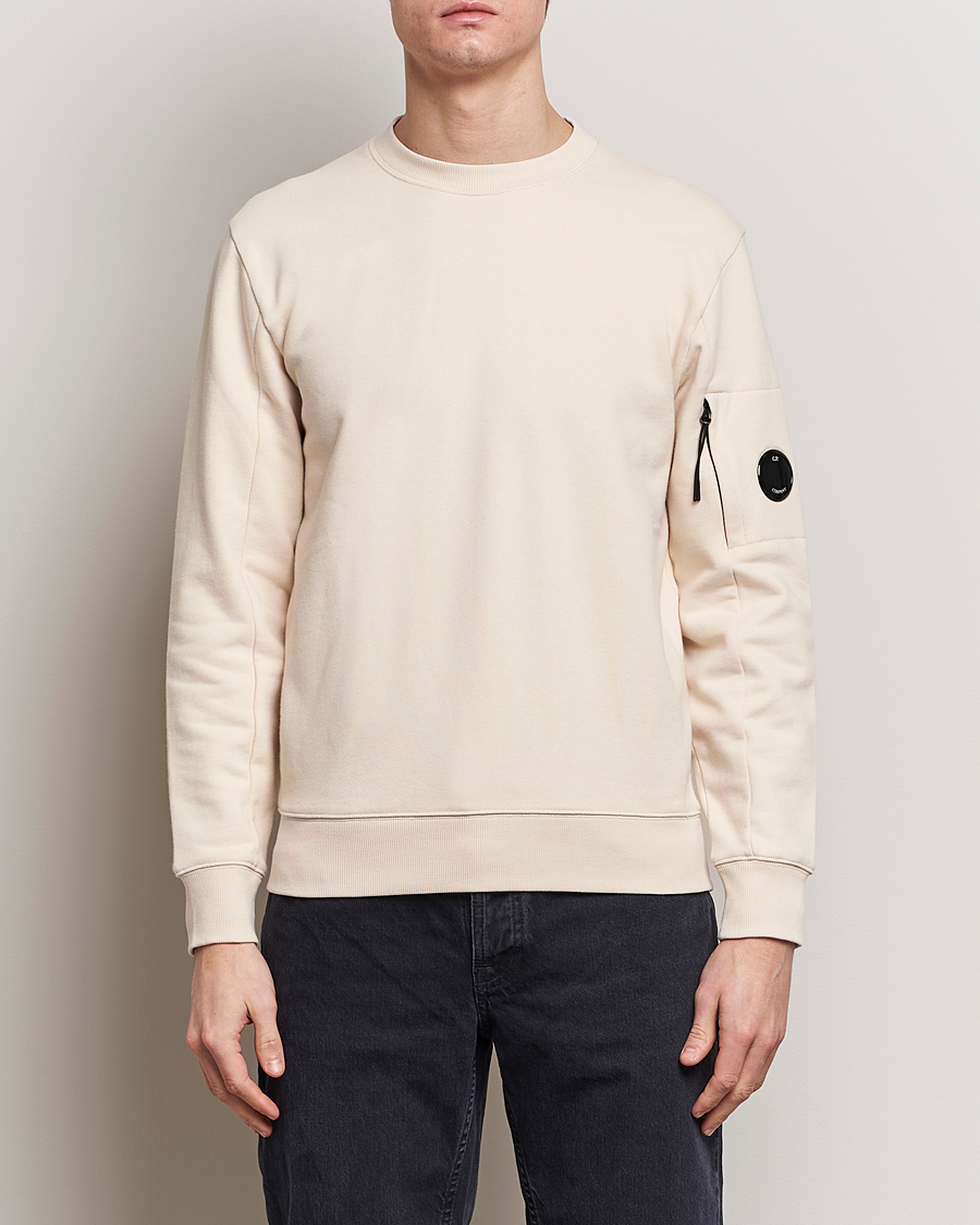 Herr | Sweatshirts | C.P. Company | Diagonal Raised Fleece Lens Sweatshirt Ecru