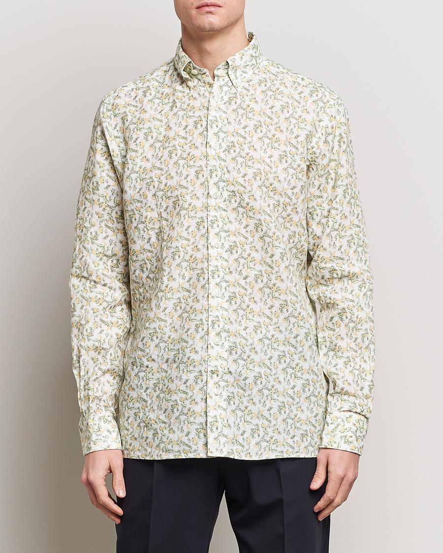 Herr | Kläder | Eton | Contemporary Fit Printed Linen Shirt Green Banana