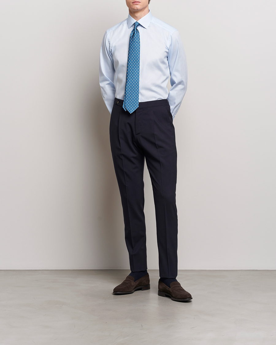 Herr | Business & Beyond | Eton | Slim Fit Twill Shirt Light Blue