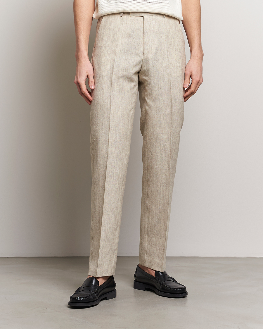 Herr | Formal Wear | Tiger of Sweden | Tenser Wool/Linen Canvas Trousers Natural White