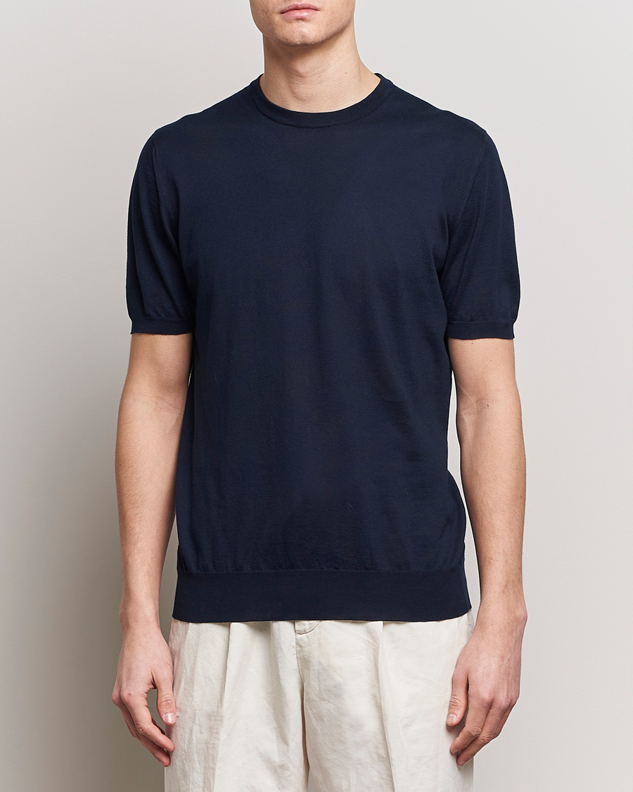 Herr | Luxury Brands | Kiton | Sea Island Cotton Knit T-Shirt Navy