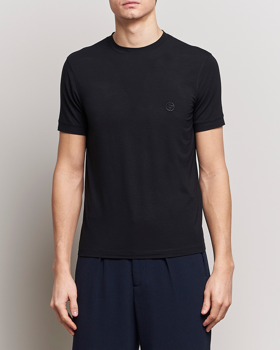 Herr | T-Shirts | Giorgio Armani | Embroidered Logo T-Shirt Black
