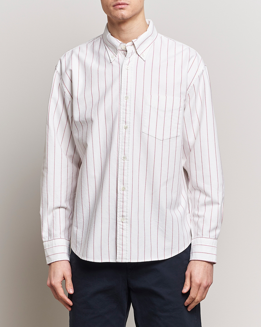 Herr | Preppy Authentic | GANT | Relaxed Fit Heritage Striped Oxford Shirt White/Red
