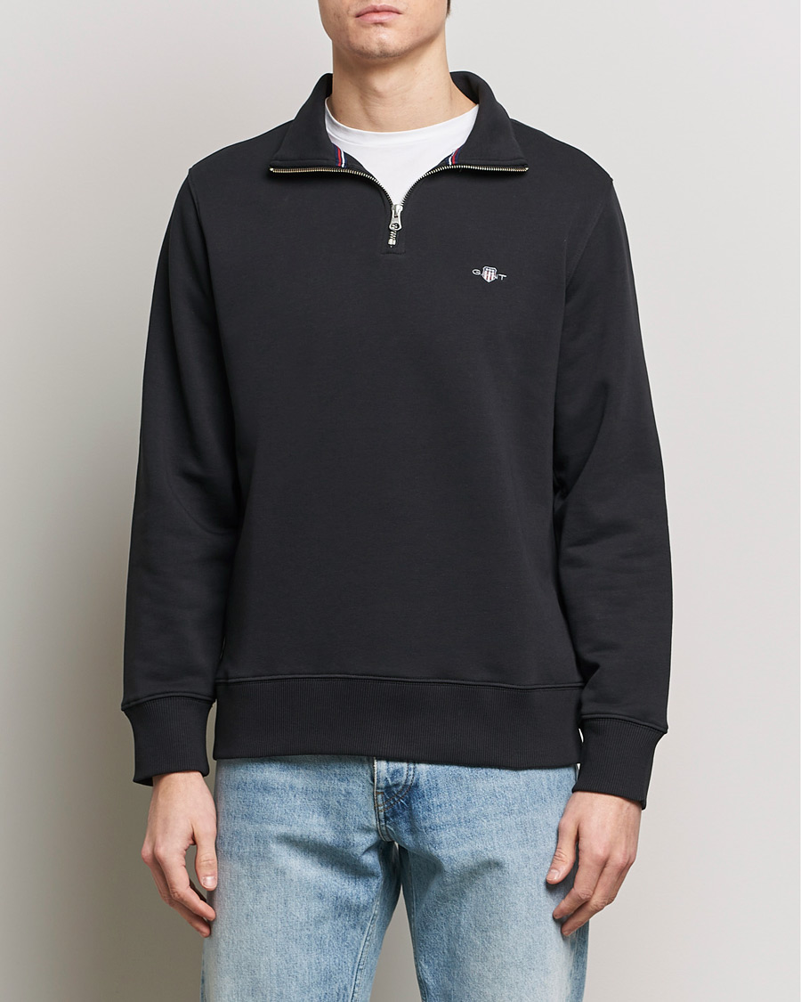 Herr | Tröjor | GANT | Original Shield Half Zip Sweater Black