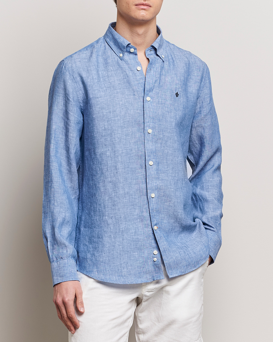 Herr | Kläder | Morris | Douglas Linen Button Down Shirt Blue