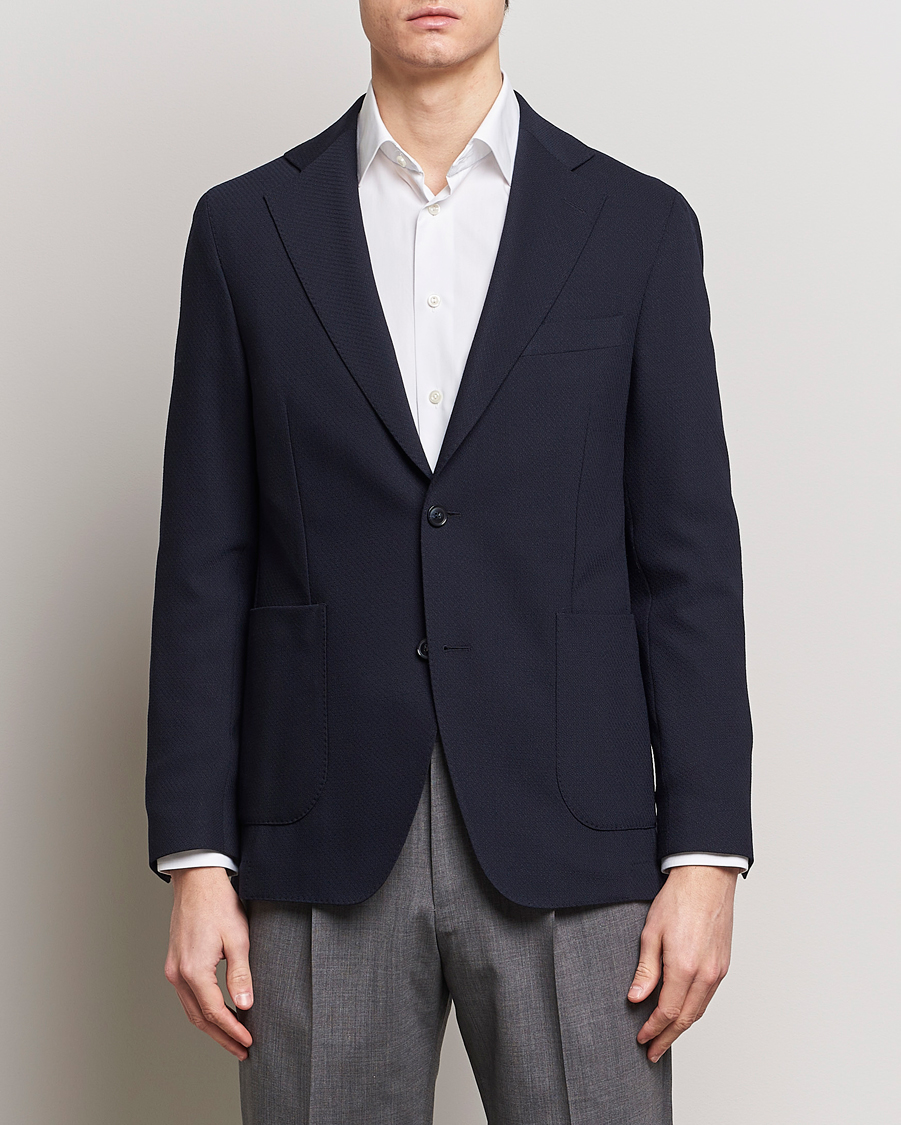 Herr |  | Oscar Jacobson | Ferry Patch Soft Wool Blazer Navy