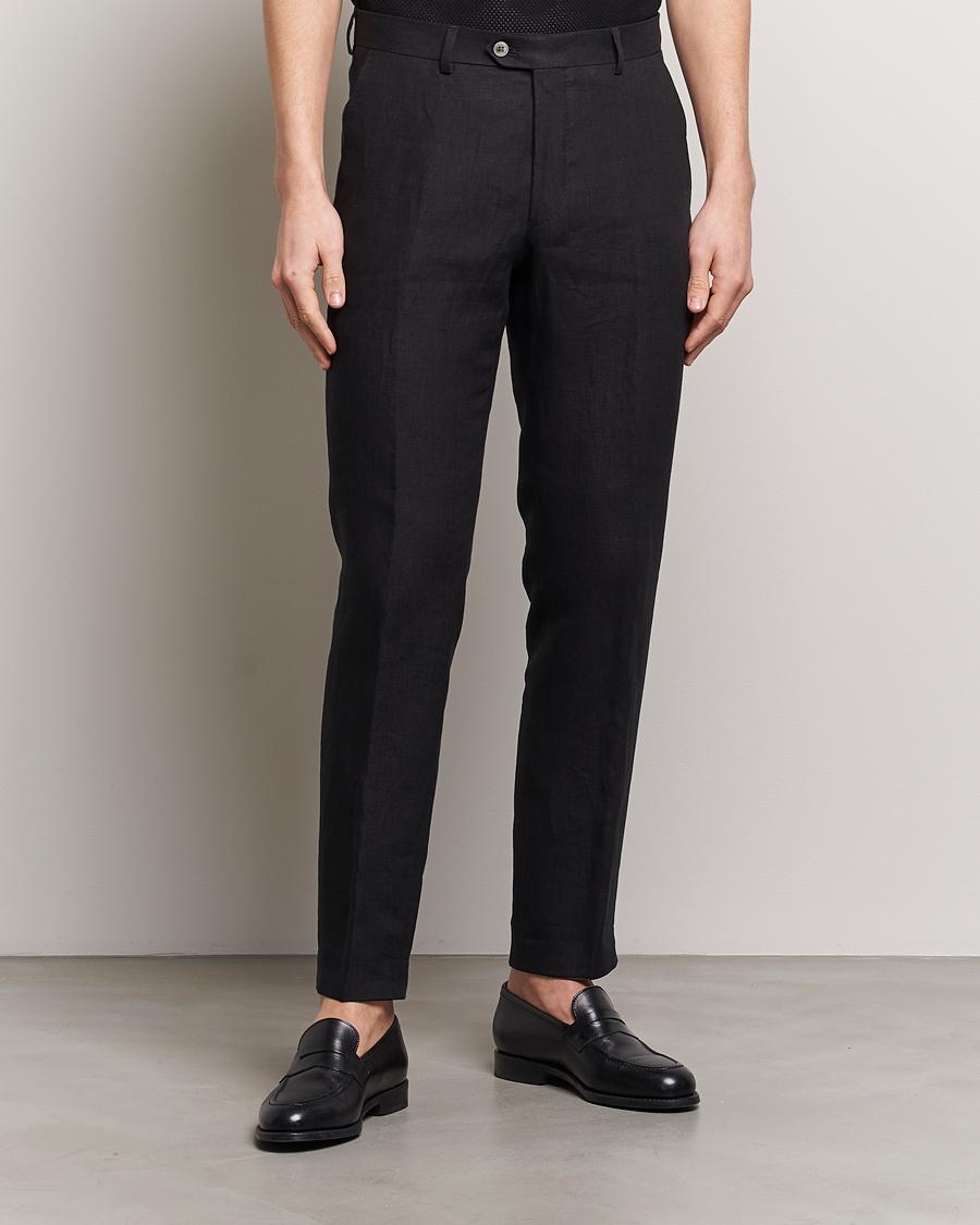 Herr | Kläder | Oscar Jacobson | Denz Linen Trousers Black