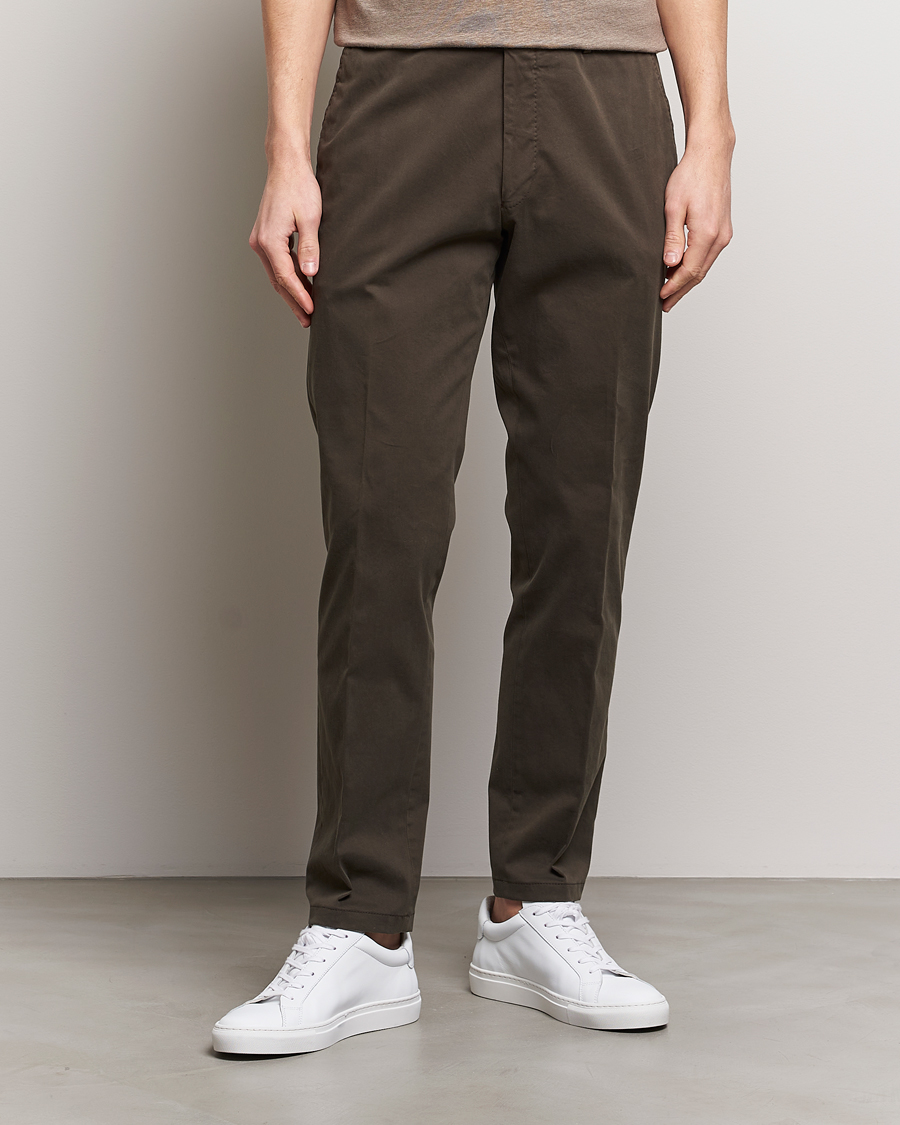 Herr | Kläder | Oscar Jacobson | Denz Casual Cotton Trousers Olive