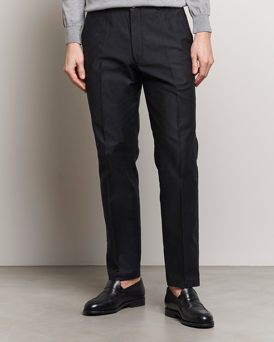 Herr | Kläder | Oscar Jacobson | Decker Cotton Trousers Black
