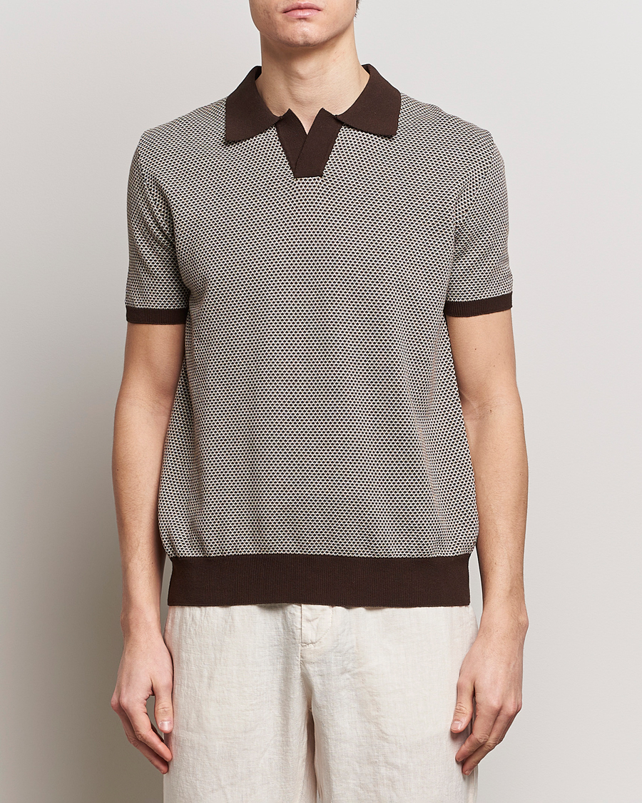 Herr | Kläder | Oscar Jacobson | Dalius Structured Cotton Polo Brown
