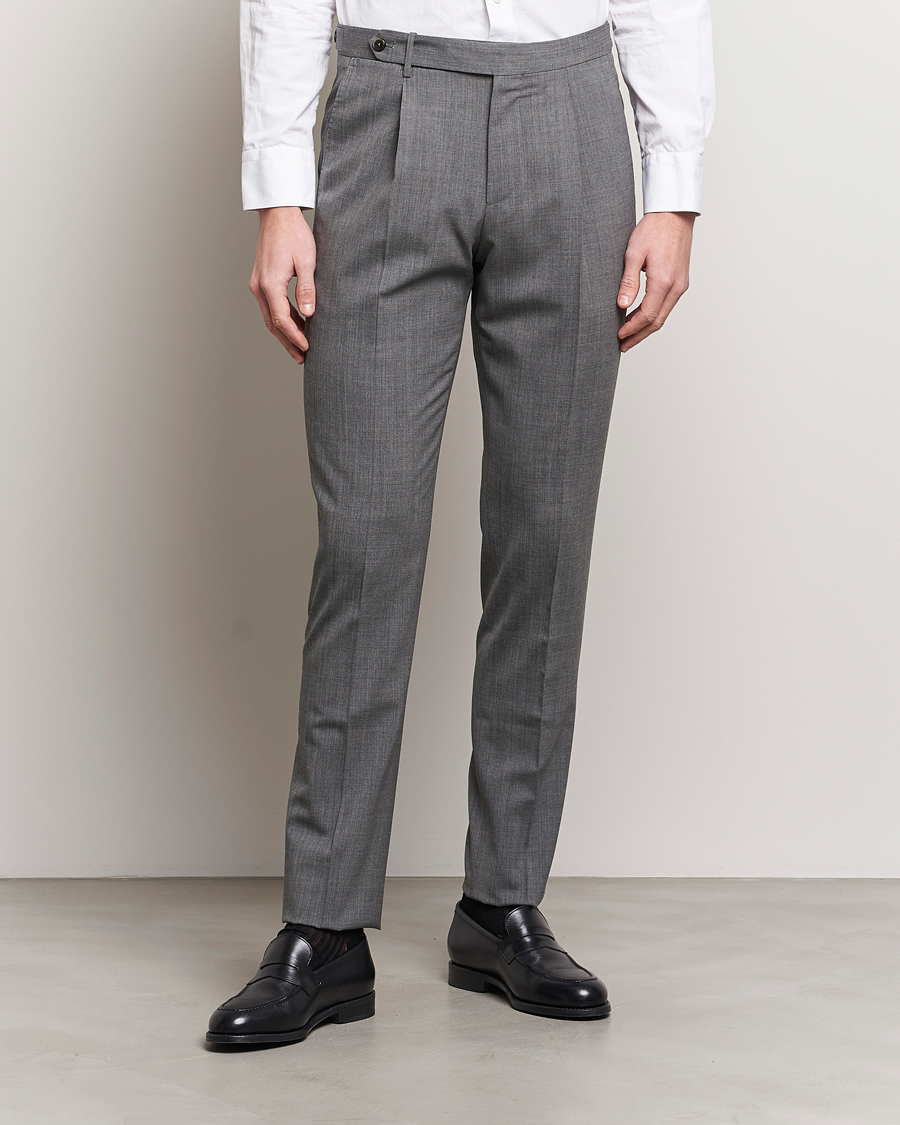 Herr | Kostymbyxor | PT01 | Gentleman Fit Wool Stretch Trousers Medium Grey