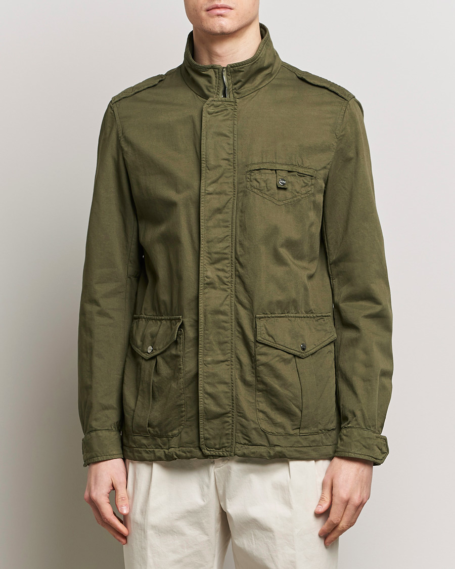 Herr | Kläder | Herno | Washed Cotton/Linen Field Jacket Military