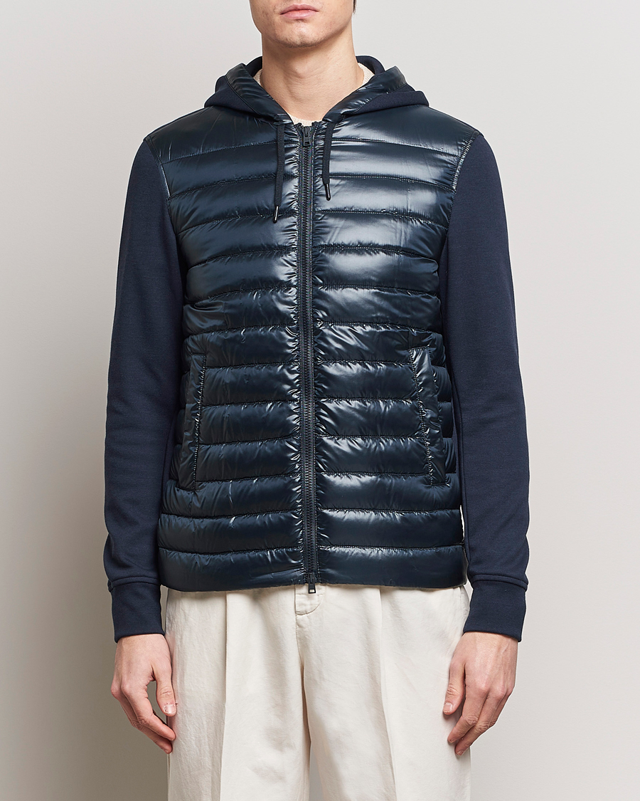 Herr | Kläder | Herno | Hybrid Hooded Zip Jacket Navy