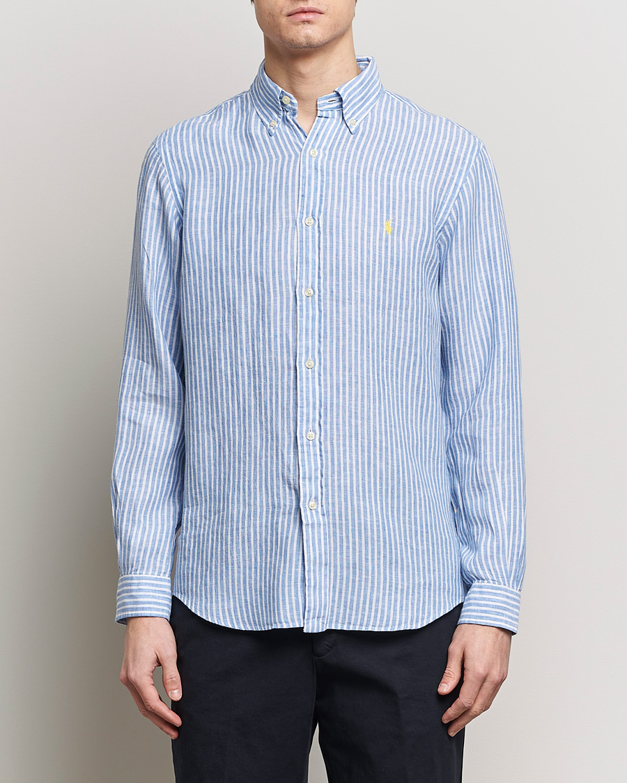 Herr | World of Ralph Lauren | Polo Ralph Lauren | Custom Fit Striped Linen Shirt Blue/White