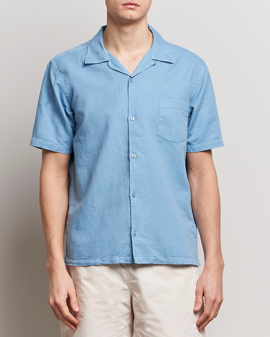 Herr | Colorful Standard | Colorful Standard | Cotton/Linen Short Sleeve Shirt Seaside Blue