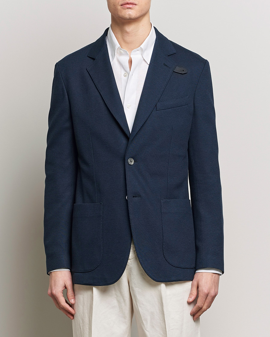 Herr | Kavajer | Brioni | Cotton/Silk Jersey Blazer Navy