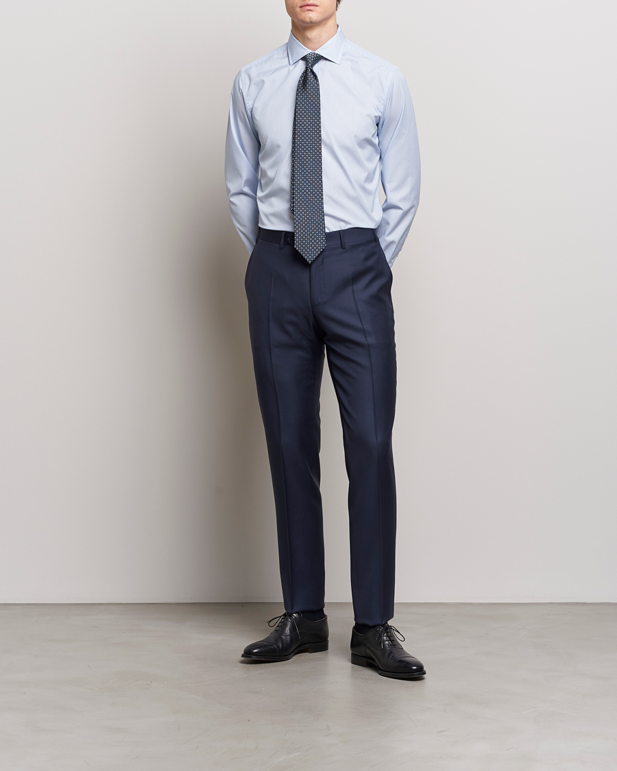 Herr | Luxury Brands | Brioni | Slim Fit Dress Shirt Light Blue Stripe