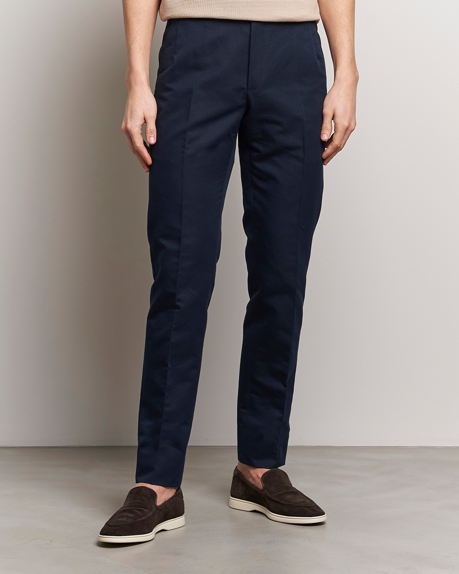 Herr | Kläder | Brioni | Cotton/Linen Sport Trousers Navy