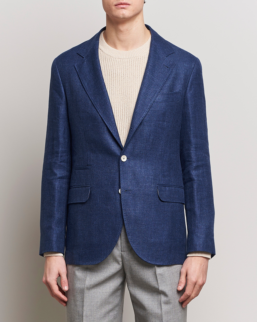 Herr | Kläder | Brunello Cucinelli | Linen/Silk Blazer Indigo Blue