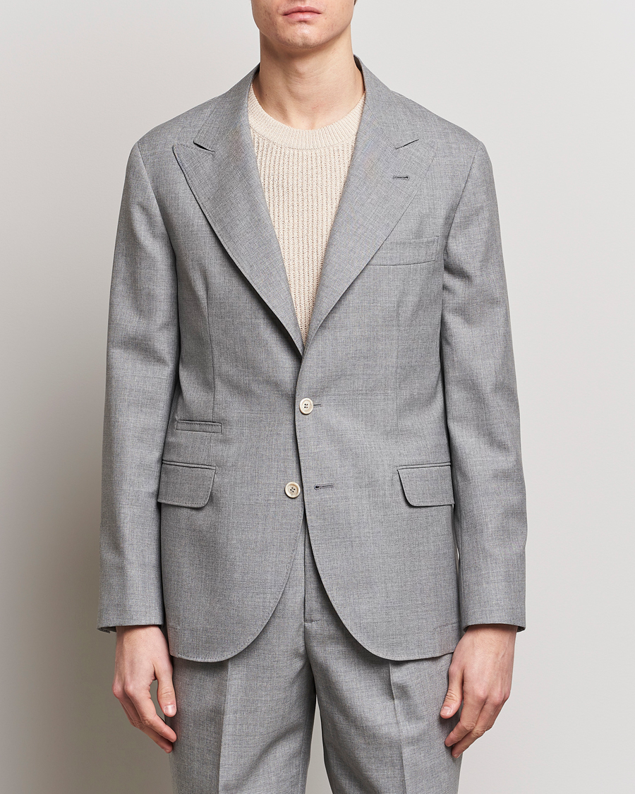 Herr | Formal Wear | Brunello Cucinelli | Peak Lapel Wool Blazer Light Grey