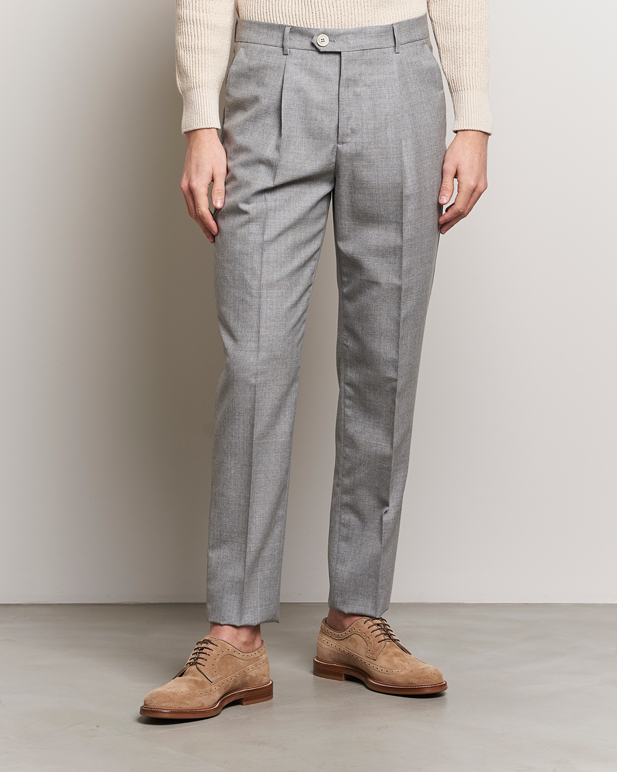 Herr | Formal Wear | Brunello Cucinelli | Pleated Wool Trousers Light Grey