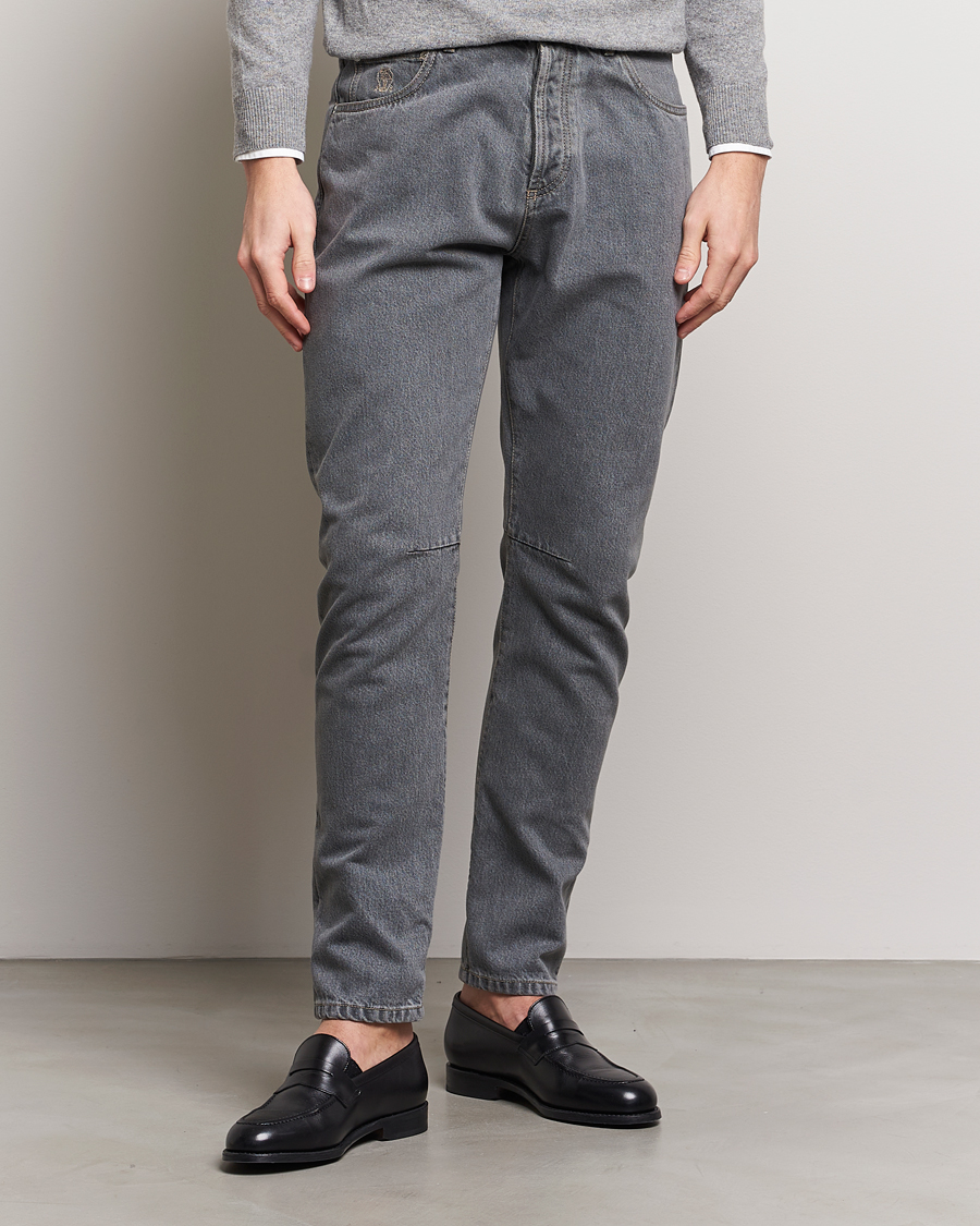 Herr | Tapered fit | Brunello Cucinelli | Leisure Fit Jeans Grey Wash