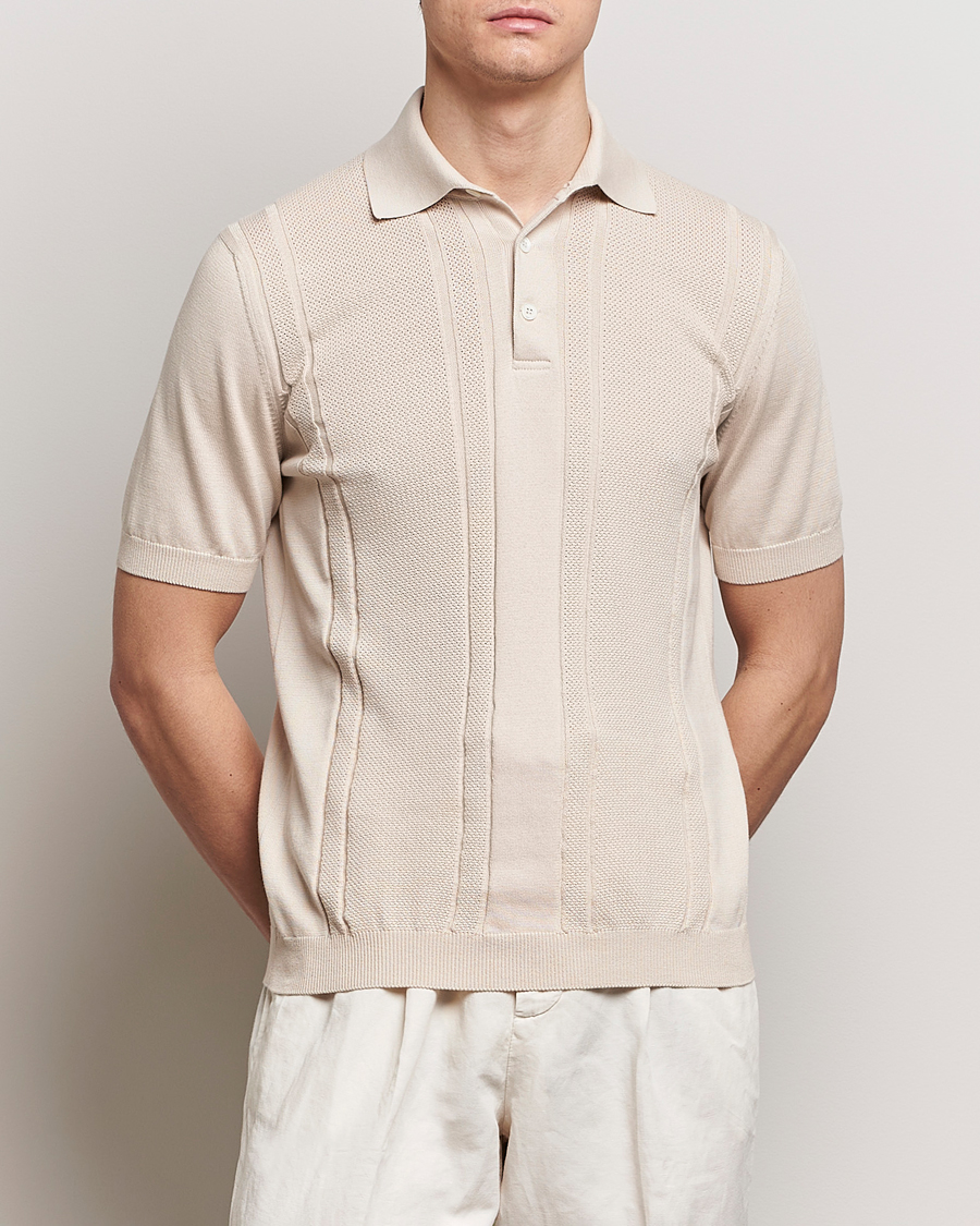 Herr |  | Brunello Cucinelli | Front Structure Knitted Polo Light Beige