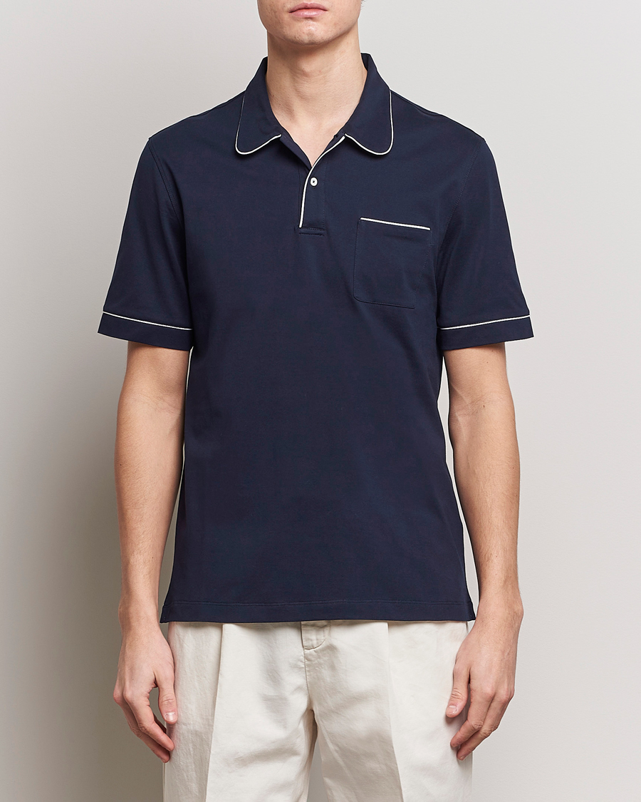 Herr | Kläder | Brunello Cucinelli | Short Sleeve Resort Polo Navy