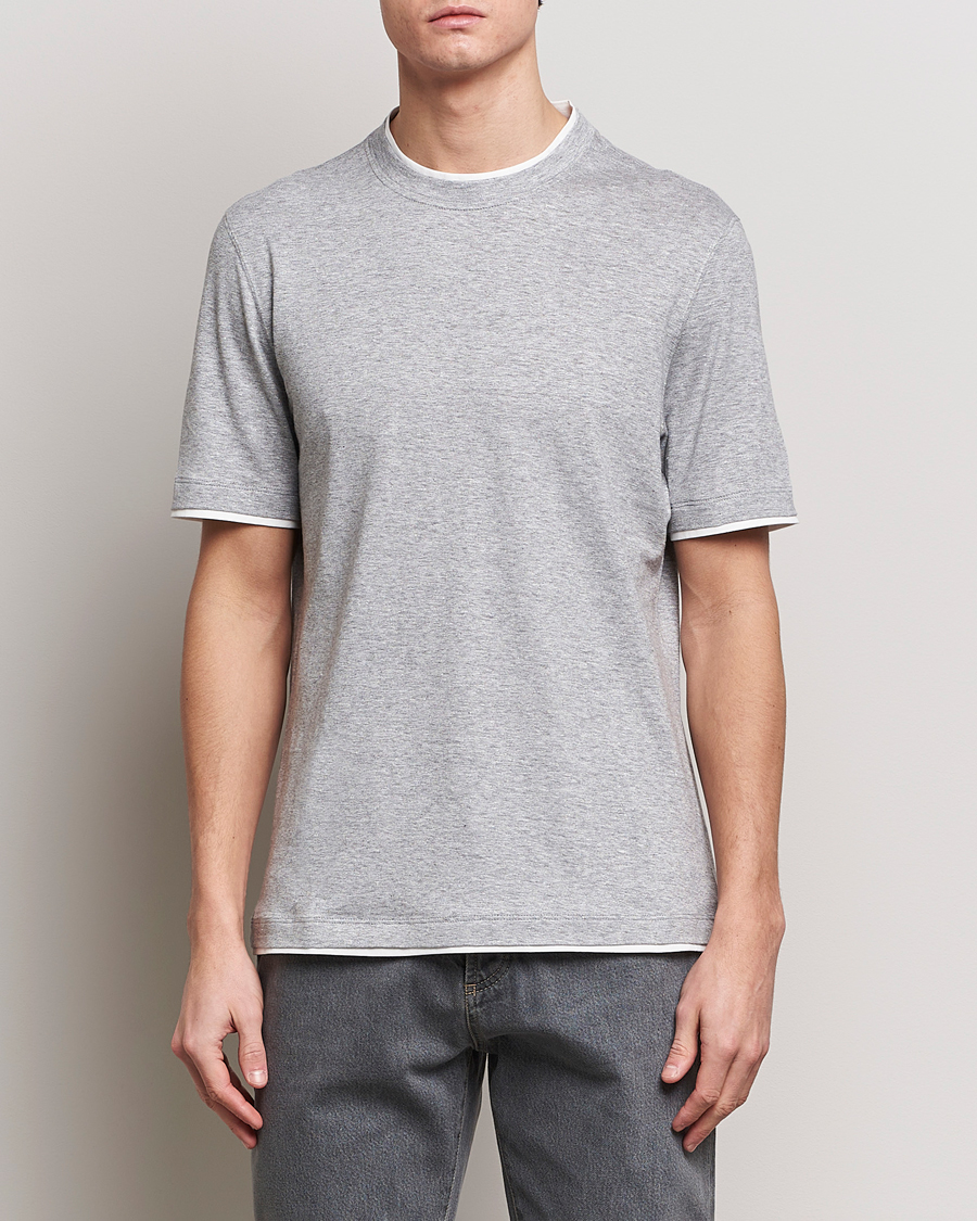 Herr | T-Shirts | Brunello Cucinelli | Cotton/Linen T-Shirt Light Grey