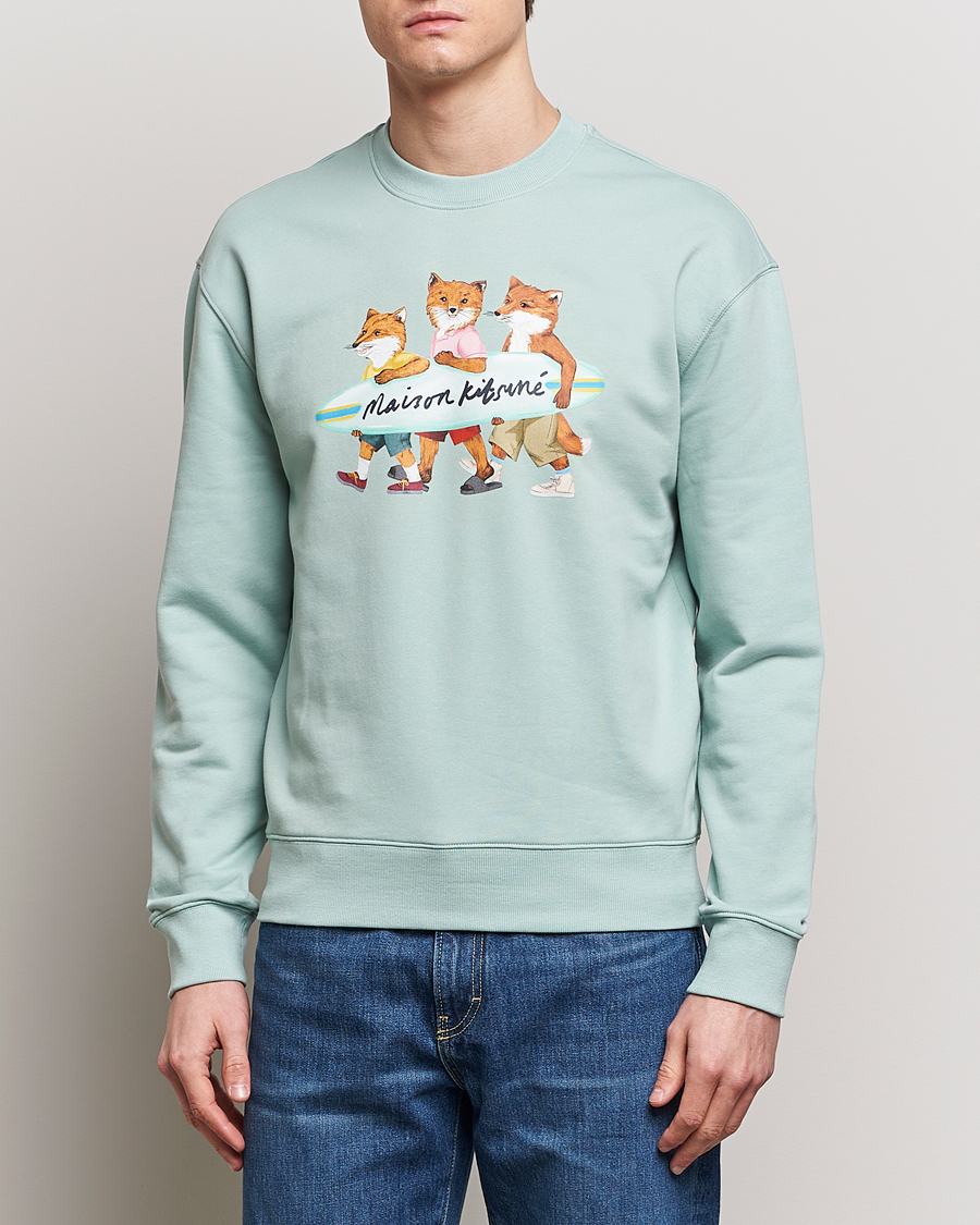 Herr | Maison Kitsuné | Maison Kitsuné | Surfing Foxes Sweatshirt Seafoam Blue