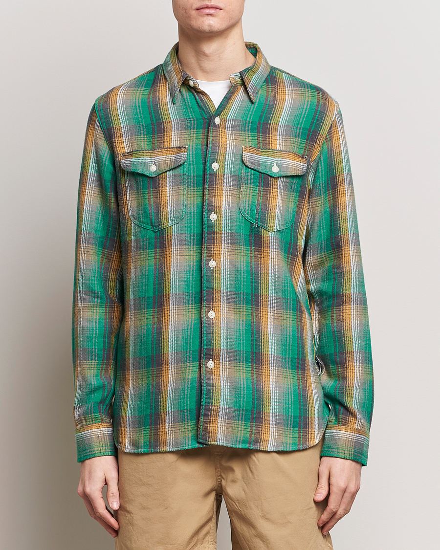 Herr | Kläder | RRL | Preston Double Pocket Shirt Green/Yellow
