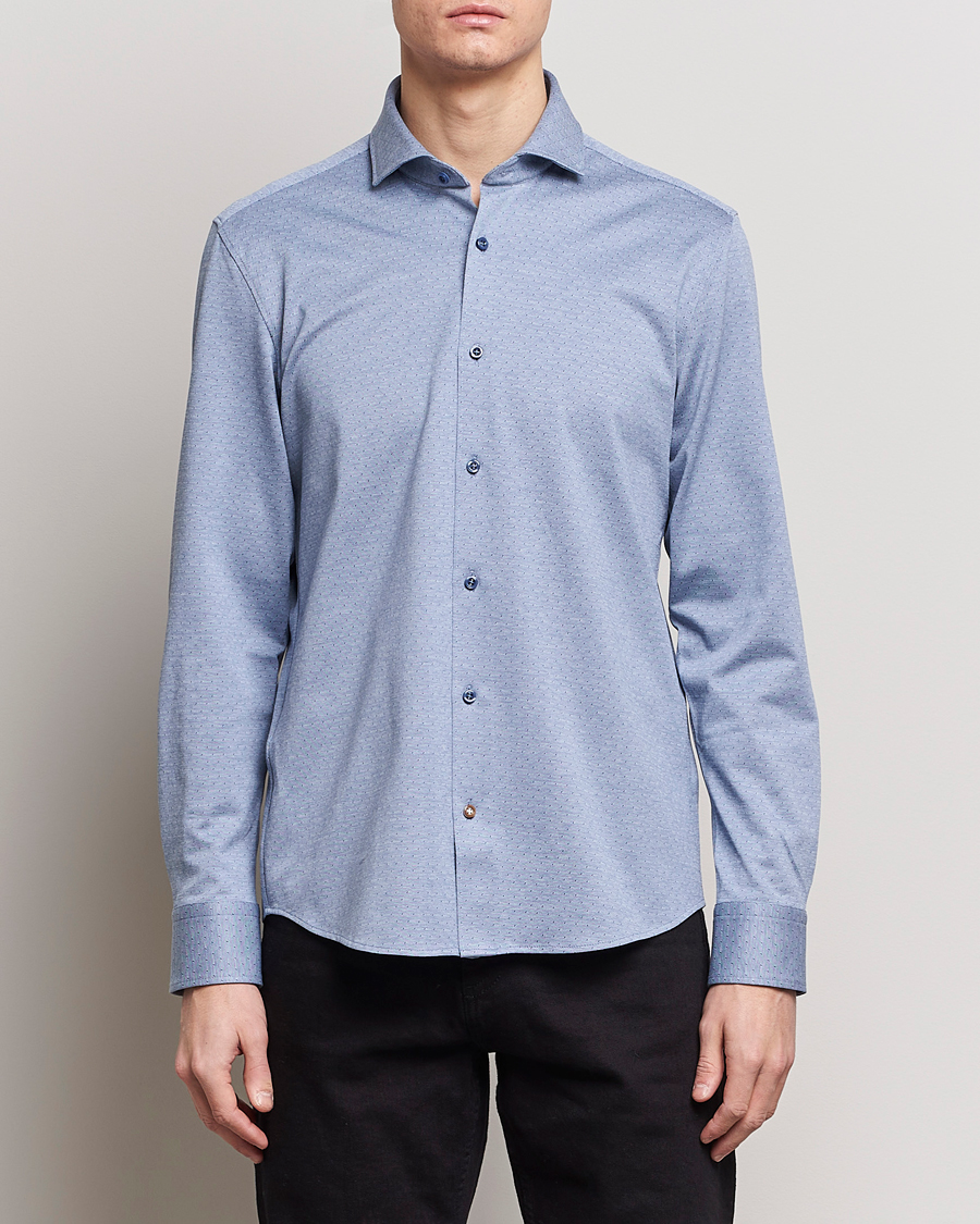 Herr | BOSS | BOSS BLACK | Hal Cotton Jersey Shirt Open Blue
