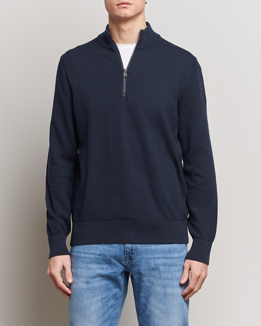 Herr | BOSS BLACK | BOSS BLACK | Ebrando Knitted Half-Zip Dark Blue