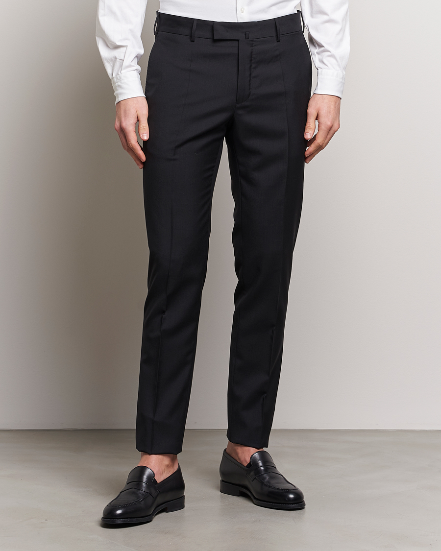 Herr | Italian Department | Incotex | Slim Fit Tropical Wool Trousers Black