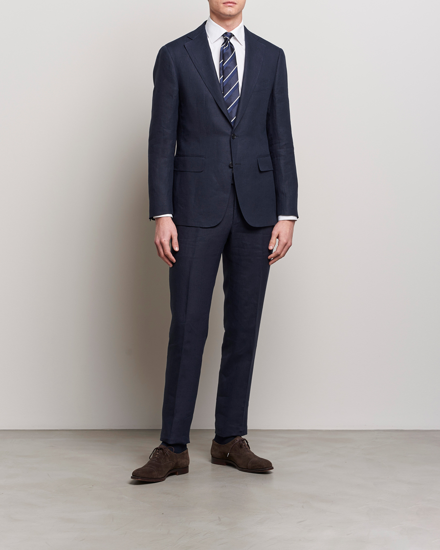 Herr | Kostymer | Canali | Capri Linen Suit Navy