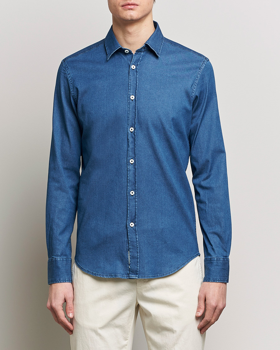 Herr | Kläder | Canali | Slim Fit Denim Shirt Medium Washed