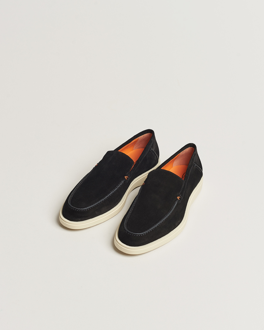 Herr | Santoni | Santoni | Summer Loafers Black Suede