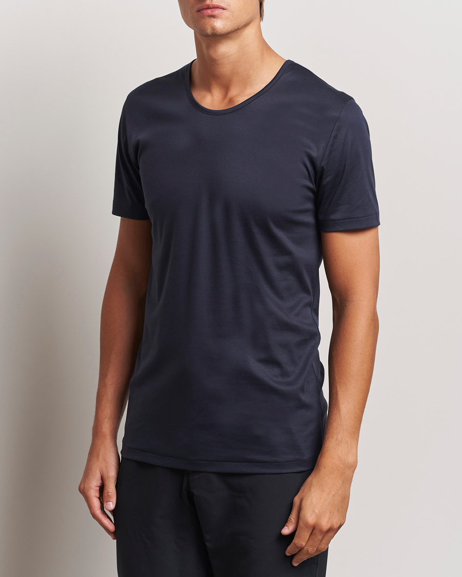 Herr |  | Zimmerli of Switzerland | Sea Island Cotton Crew Neck T-shirt Navy