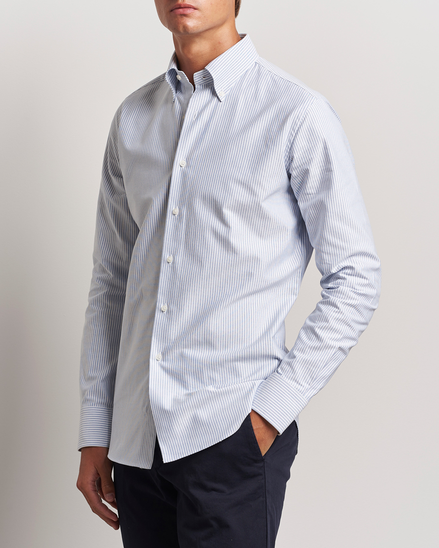 Herr |  | Grigio | Oxford Button Down Shirt Light Blue Stripe