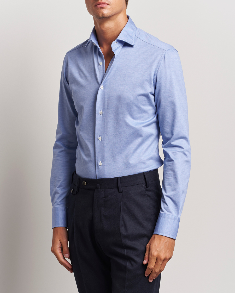 Herr |  | Grigio | Cotton Jersey Shirt Light Blue