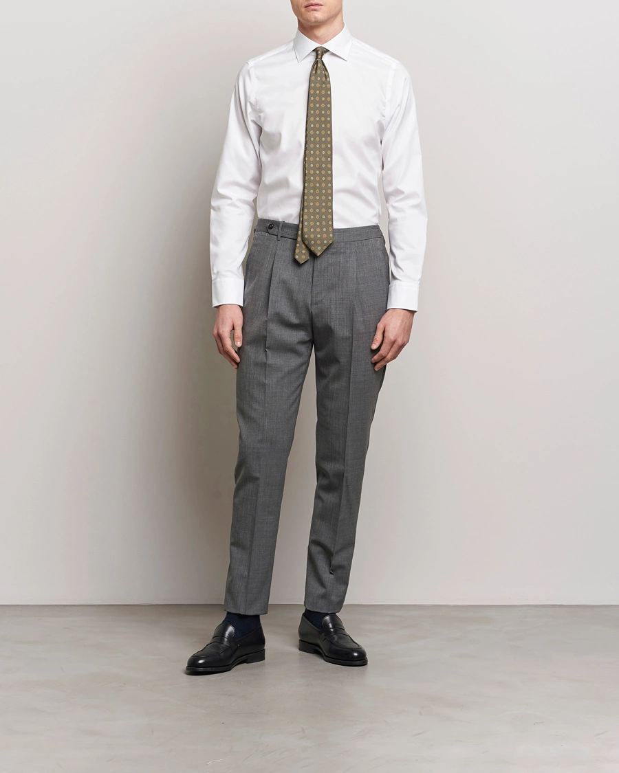 Herr | Wardrobe basics | Oscar Jacobson | Slim Fit Cut Away Non Iron Twill Optical White