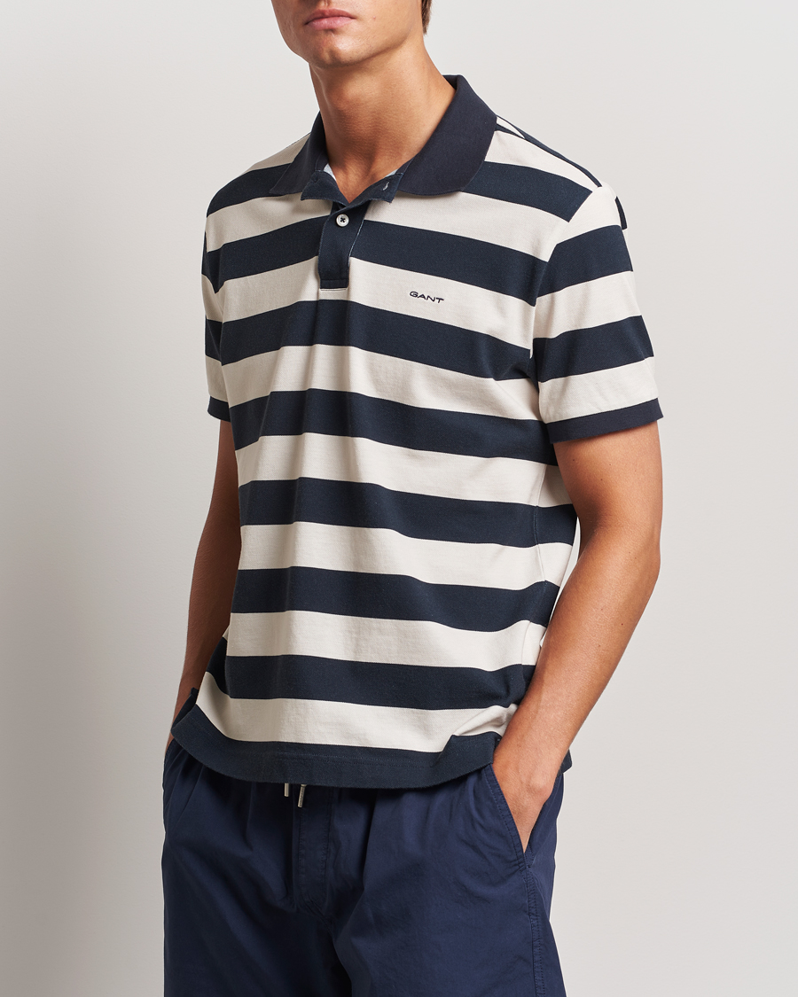 Herr |  | GANT | Heavy Washed Striped Polo Evening Blue