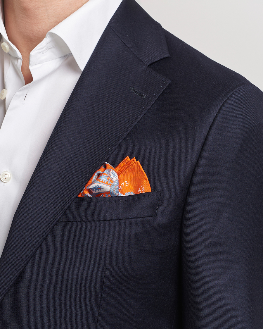 Herr | Italian Department | E. Marinella | Archive Printed Silk Pocket Square Orange